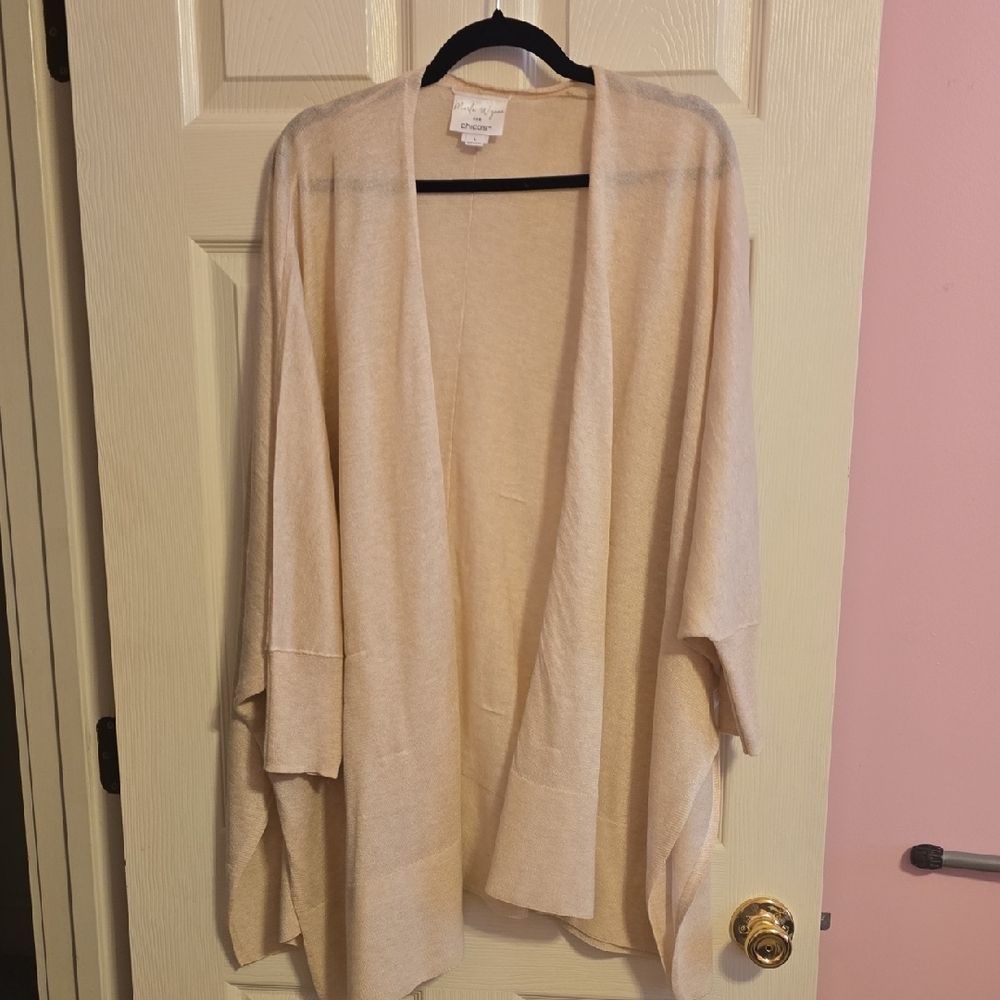 Chico's By Marla‎ Wynne Cream Open Cardigan